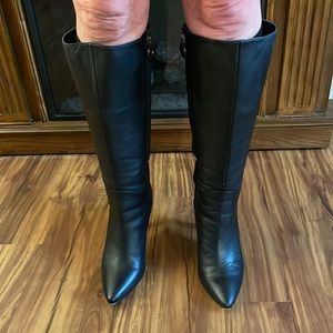 Women’s Tall Wide Calf Leather Boot, Black, 9M